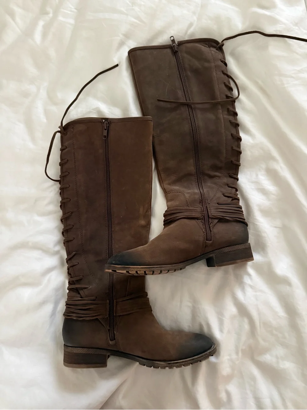 Arturo Chiang Brown Lace-Up Riding Boots Size 7M